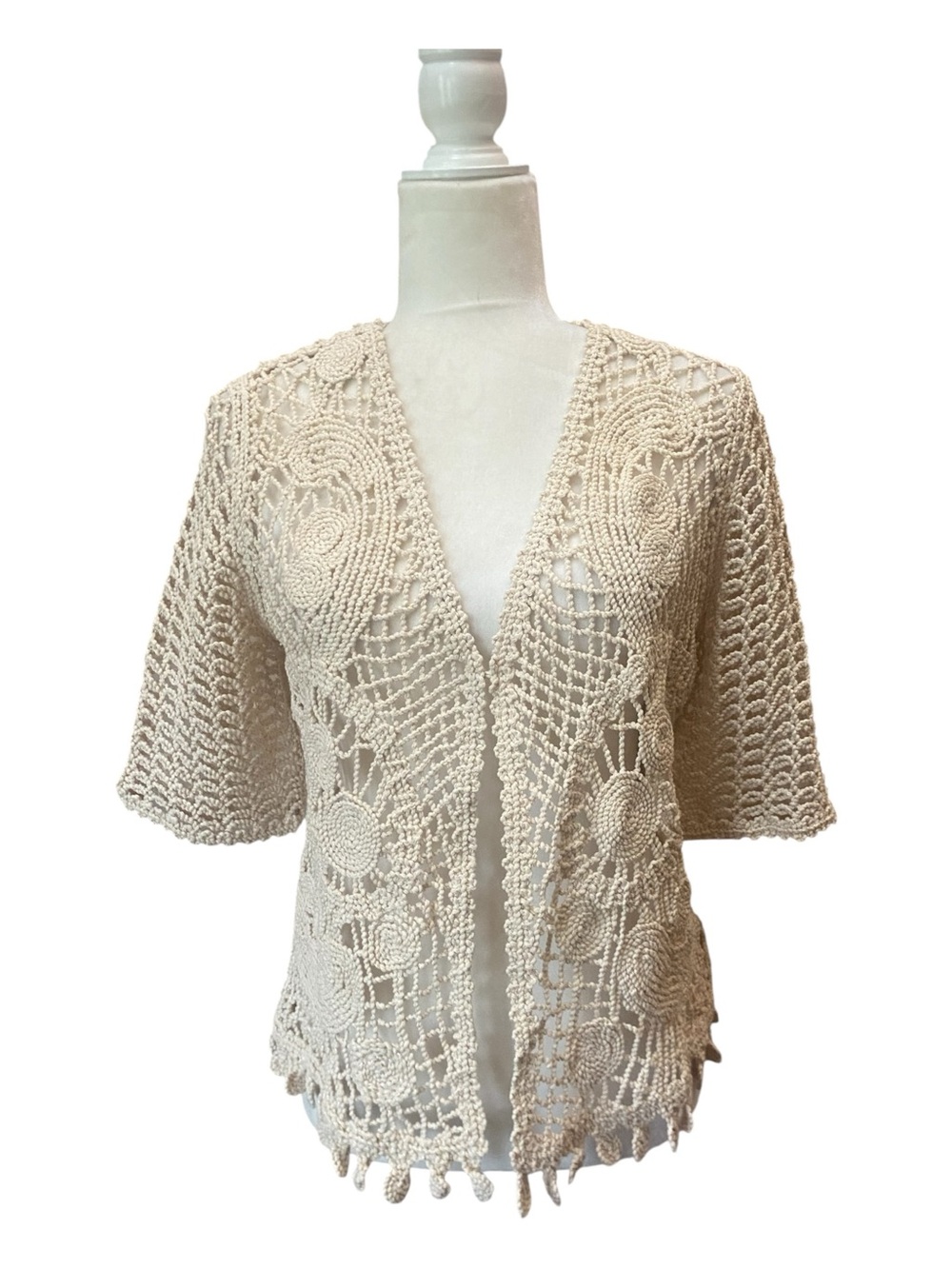 Chicos Womens Willow Crochet Summer Cardigan  Boho Style